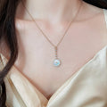 18K Real Gold Plated Shell Pearl Zircon Round Pendant Necklace Light Luxury Collarbone Choker view 3