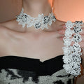 Vintage Lace Crystal Bead Flower Choker Necklace Sweet Pastoral Collarbone Jewelry view 1