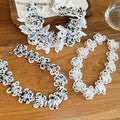 Vintage Lace Crystal Bead Flower Choker Necklace Sweet Pastoral Collarbone Jewelry view 2