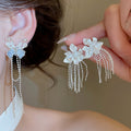 Copper Crystal Butterfly Tassel Drop Earrings Floral Minimalist Sweet Spring Summer Jewelry view 1
