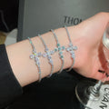 Copper Full Rhinestone Cross Bangle For Women, Light Luxury Geometric Fashion Jewelry view 3