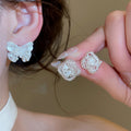 2026 New Luxury Copper Butterfly Flower Stud Earrings With Silver Pins, Elegant Minimalist Jewelry view 2