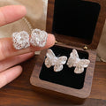 2026 New Luxury Copper Butterfly Flower Stud Earrings With Silver Pins, Elegant Minimalist Jewelry view 3