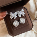 2026 New Luxury Copper Butterfly Flower Stud Earrings With Silver Pins, Elegant Minimalist Jewelry view 1
