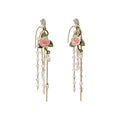 French Vintage Rose Flower Faux Pearl Tassel Drop Earrings Sweet Elegant Light Luxury Jewelry view 5