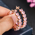 European American Fashion Sweet Pink Heart Hoop Earrings Luxury Versatile Women's Ear Hoops view 3