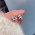 Korean Style Fresh Zircon Flower Stud Earrings, Simple Fashion Jewelry For Women view 1