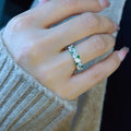 Oval And Round Combination Ring For Women With Green Imitation Gemstone Korean Style Jewelry view 3