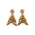 18K Gold Plated Copper Floral Tassel Drop Earrings With Silver Pins Vintage Fashion view 5