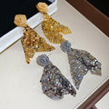 18K Gold Plated Copper Floral Tassel Drop Earrings With Silver Pins Vintage Fashion view 4