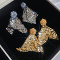 18K Gold Plated Copper Floral Tassel Drop Earrings With Silver Pins Vintage Fashion view 2
