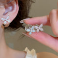 Sweet Copper Butterfly Cat Eye Stone Stud Earrings With Silver Needle Minimalist Fairy Style view 2