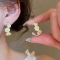 Sweet Blue Pink Enamel Flower Stud Earrings With Copper Base And Silver Posts For Women view 4