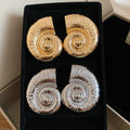 European American Style Metal Conch Stud Earrings, Statement Seashell Fashion Jewelry view 1