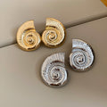 European American Style Metal Conch Stud Earrings, Statement Seashell Fashion Jewelry view 3