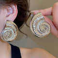 European American Style Metal Conch Stud Earrings, Statement Seashell Fashion Jewelry view 4
