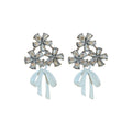 Light Luxury Alloy Bow Zircon Flower Stud Earrings For Women Korean Sweet Style Jewelry view 5