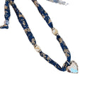 Y2K Blue Floral Fabric Ribbon Teardrop Heart Necklace For Women Old Money Retro Chic Accessory view 5
