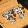 Sweet Bowknot Stud Earrings For Women Micro Pave Zircon Sparkling Princess Style Jewelry view 3