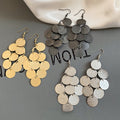 Matte Round Tassel Iron Drop Earrings, Geometric Statement Metal Ear Hook Jewelry view 2
