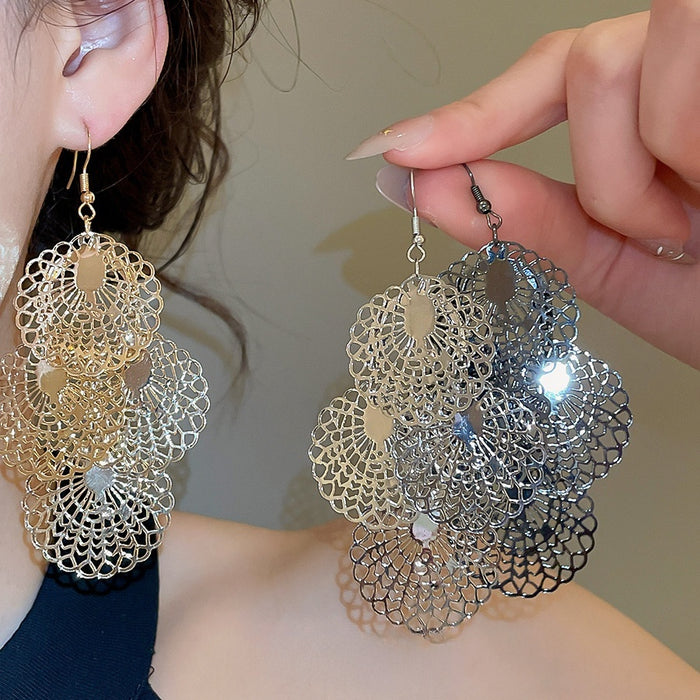 European Style Iron Geometric Round Irregular Drop Earrings For Women Light Luxury Ear Hook Jewelry