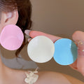 Frosted Acrylic Candy Color Large Round Disc Stud Earrings Korean Minimalist Geometric Statement Jewelry view 2