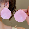 Frosted Acrylic Candy Color Large Round Disc Stud Earrings Korean Minimalist Geometric Statement Jewelry view 4