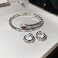 Luxury Court Style Copper Serpent Bracelet And Earrings Jewelry Set For Women Evening Dress view 4