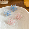 Sweet Macaron Color Hollow Flower Alloy Stud Earrings For Women Spring Summer Style view 2