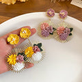 Iron Flower Drop Earrings For Women Vacation Style Bold Dopamine Floral Statement Jewelry view 2