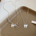 Cute Mother Of Pearl Shell Cat Pendant Necklace, Delicate Pastoral Style Collarbone Jewelry view 2