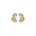 18K Gold Plated Copper Pearl Butterfly Stud Earrings With Silver Pins Vintage Hollow Lace Design view 5