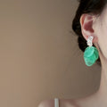 Mint Green Shell Round Disc Tassel Drop Earrings For Women, Geometric Resort OL Style view 4