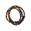 New Chinese Style Lapis Lazuli And Wood Beaded Bracelet, Multi-Strand Zen Ethnic Jewelry view 5
