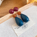 Vintage Hong Kong Style Semi Transparent Resin Teardrop Stud Earrings For Women view 3