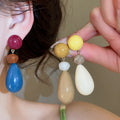 Vintage Hong Kong Style Semi Transparent Resin Teardrop Stud Earrings For Women view 2