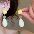 Vintage Hong Kong Style Semi Transparent Resin Teardrop Stud Earrings For Women view 4