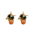 Silver Needle Stone Glass Flower Cluster Geometric Round Stud Earrings For Women view 5