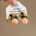 Silver Needle Stone Glass Flower Cluster Geometric Round Stud Earrings For Women view 1