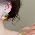 Silver Needle Stone Glass Flower Cluster Geometric Round Stud Earrings For Women view 4