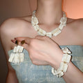 Acrylic Geometric Quadrilateral Necklace Bracelet Earrings Jewelry Set For Women, Resort Style Statement Jewelry view 4