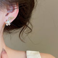 Korean Style Alloy Zircon Flower Leaf Hook Earrings For Elegant Fashion OL Jewelry view 3
