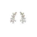 Korean Style Alloy Zircon Flower Leaf Hook Earrings For Elegant Fashion OL Jewelry view 5