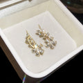 Korean Style Alloy Zircon Flower Leaf Hook Earrings For Elegant Fashion OL Jewelry view 4