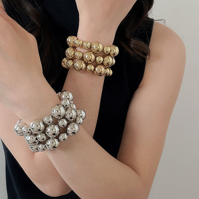 Modern Minimalist Plastic Geometric Round Beaded Irregular Smooth Bangle Fashion Jewelry