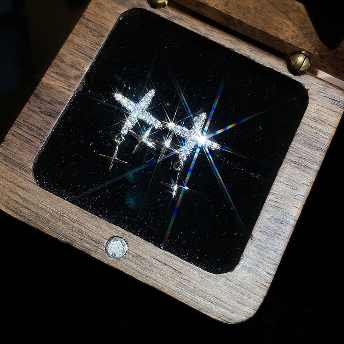 Light Luxury Copper Four Point Star Stud Earrings For Women Sweet Versatile Minimalist Jewelry