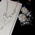 Pure White Muse Court Style Multilayer Faux Pearl Teardrop Choker Necklace Vintage Old Money Jewelry view 4