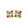 Vintage Alloy Cat Eye Stone Rhinestone Jewelry Set With Stud Earrings Necklace Bracelet view 5