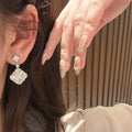 Light Luxury Copper Shell Clover Flower Full Rhinestone Stud Earrings For Women view 4