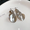 Copper Geometric Oval Tassel Drop Earrings, Statement Metal Style Jewelry view 4
